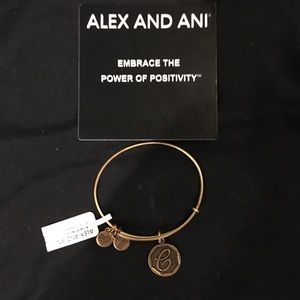 NWT Alex And Ani initial C charm bangle.